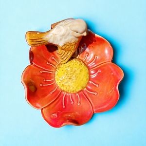 Ceramic Bird and Flower Trinket Dish